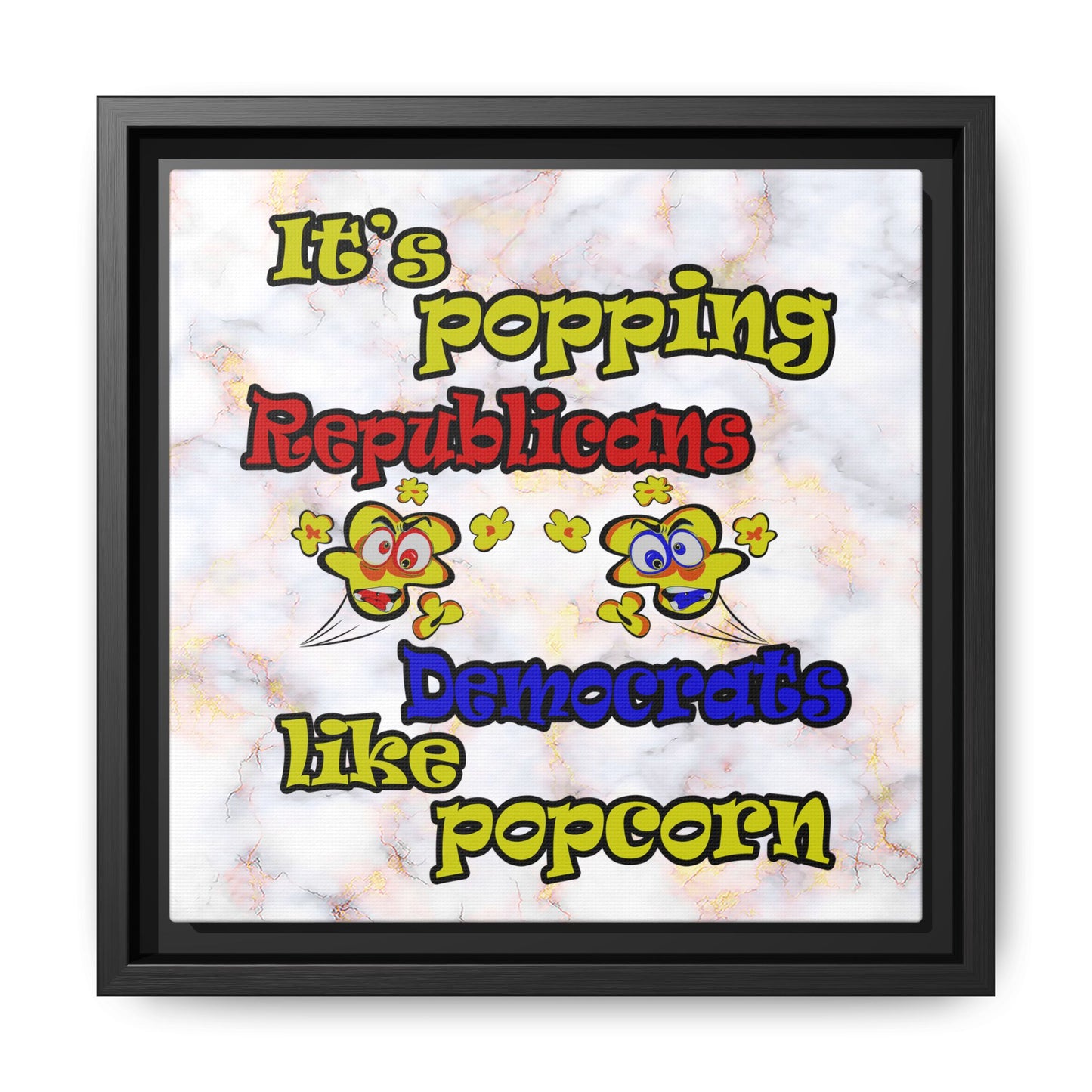 popping like popcorn - framed canvas art (white marble)