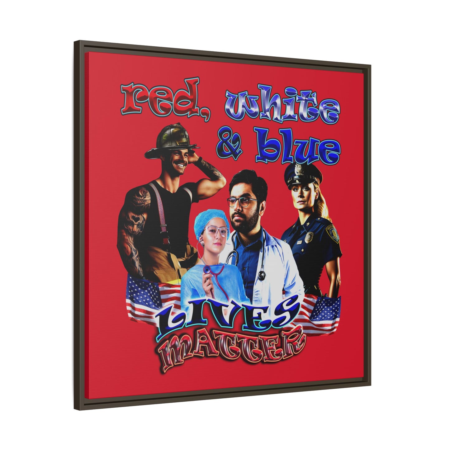 rw&b lives matter - framed canvas art (dark red)