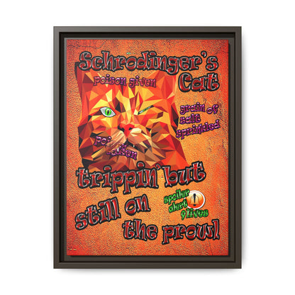 schrodinger's cat - framed canvas art (burnt orange)