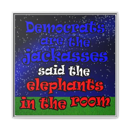 donkeys and elephants - framed canvas art ('snoops' background)
