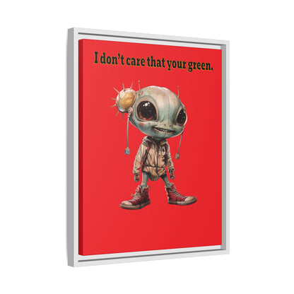 I don't care that your green - framed canvas art (red)