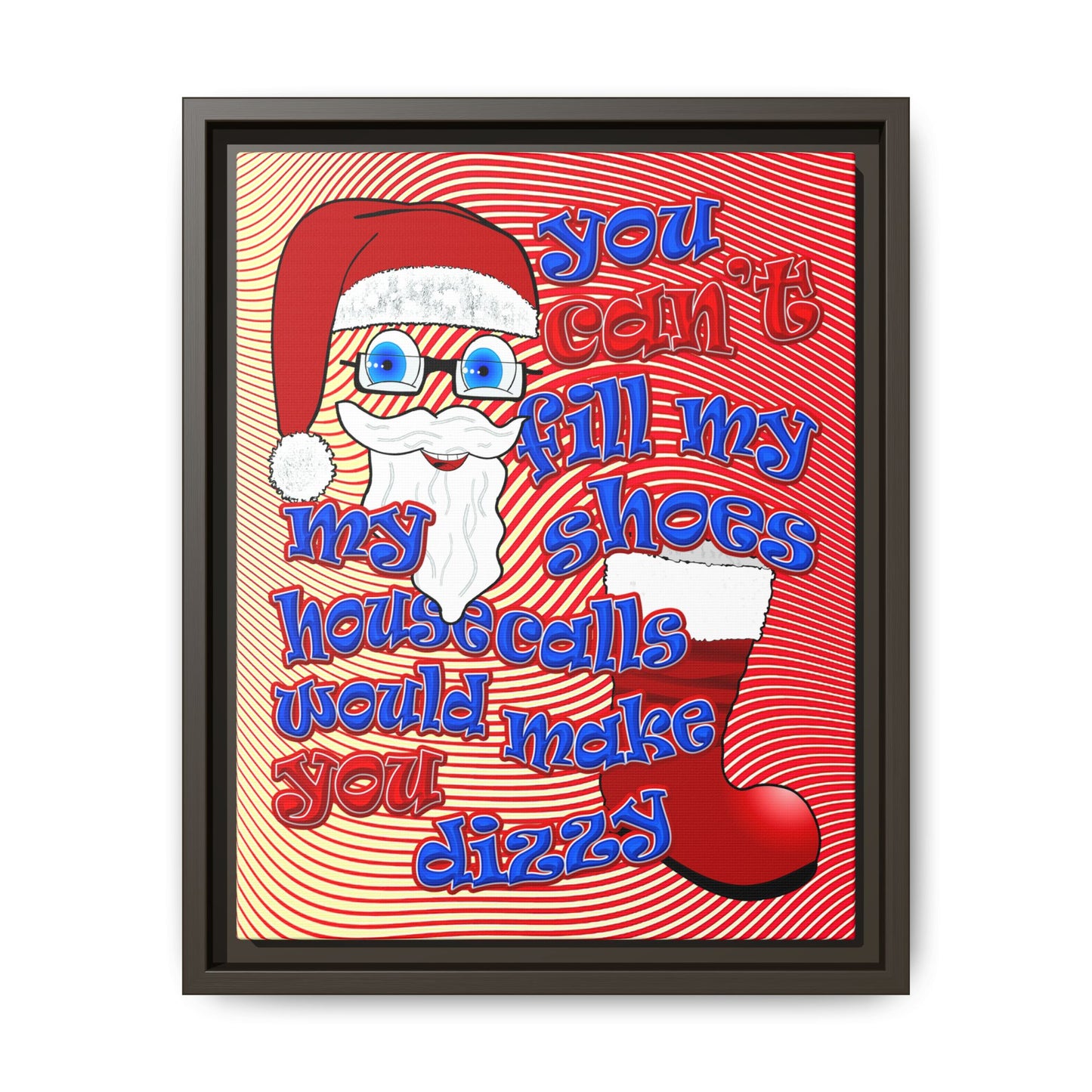santa's shoes - framed canvas art (yellow-orange wave)