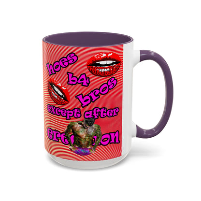 hoes b4 bros - Accent Mug (yellow-orange wave)