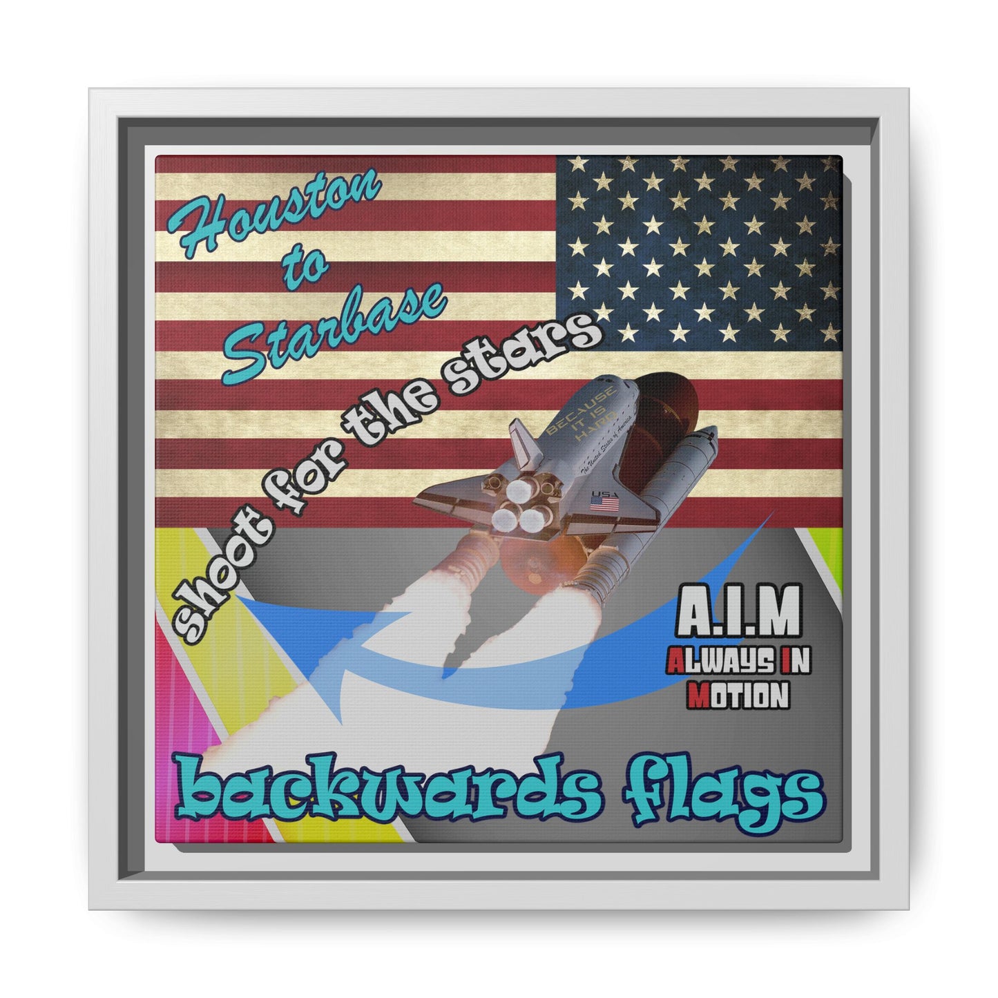 shoot for the stars - framed canvas art (rainbow split)