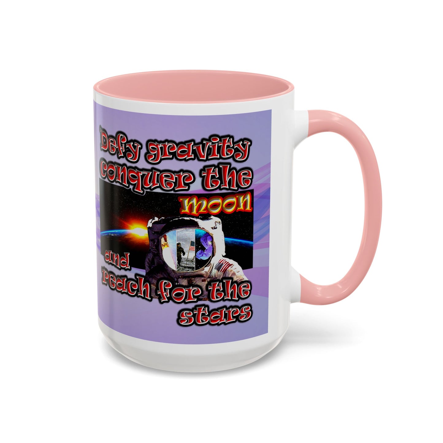 defy conquer reach - Accent Mug (light blue-pink wave)