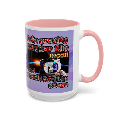 defy conquer reach - Accent Mug (light blue-pink wave)