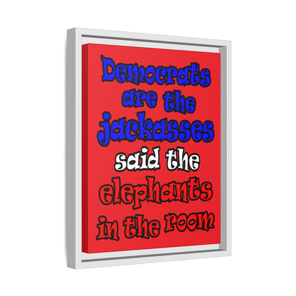 donkeys and elephants - framed canvas art (red)