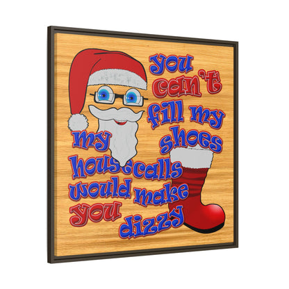 santa's shoes - framed canvas art (butterscotch wood finish)