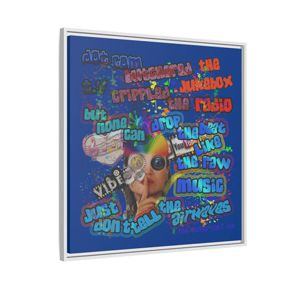 drop the beat - framed canvas art (dark blue)