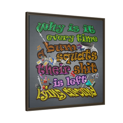 the bum's shit - framed canvas art (grey-light grey)