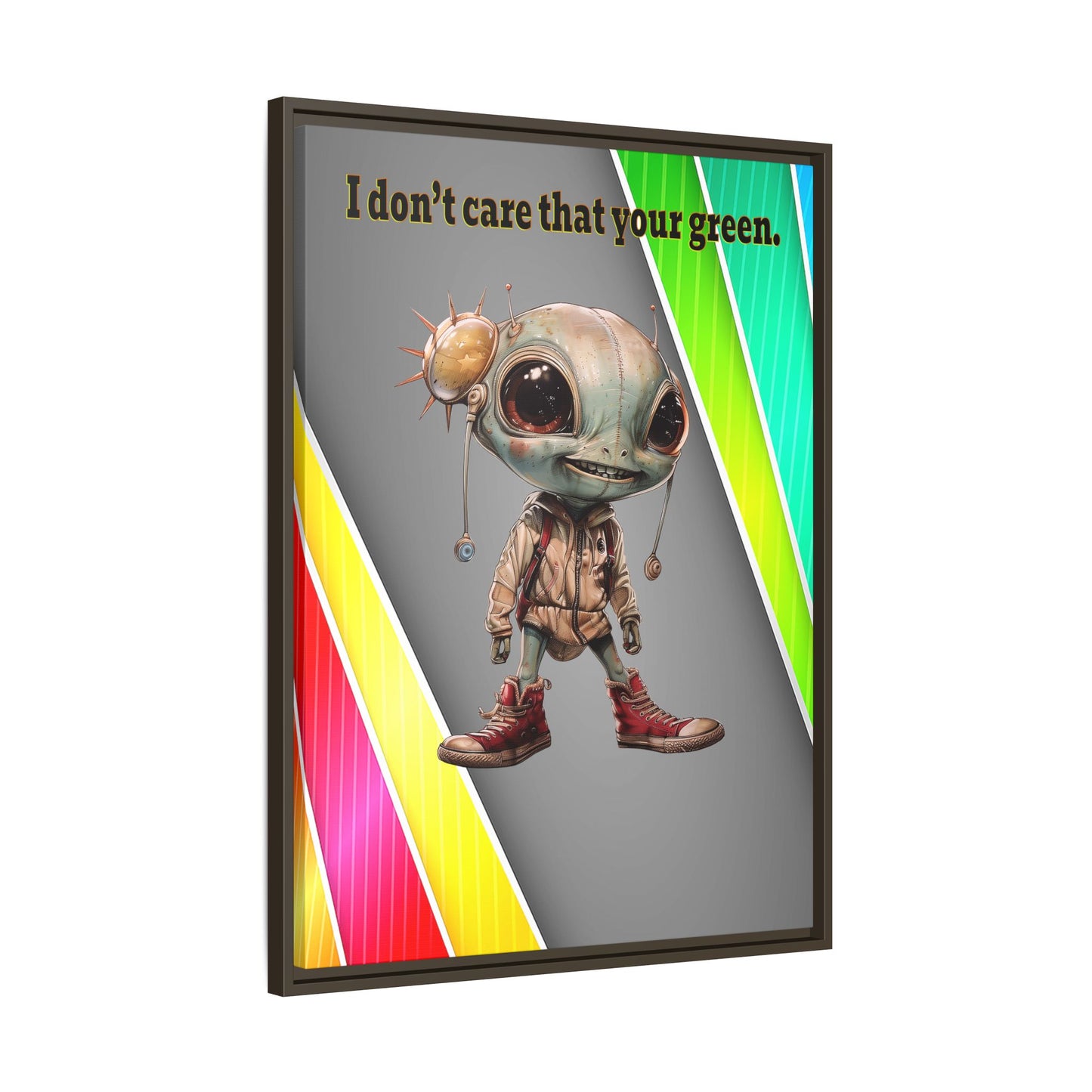 I don't care that your green - framed canvas art (rainbow split)