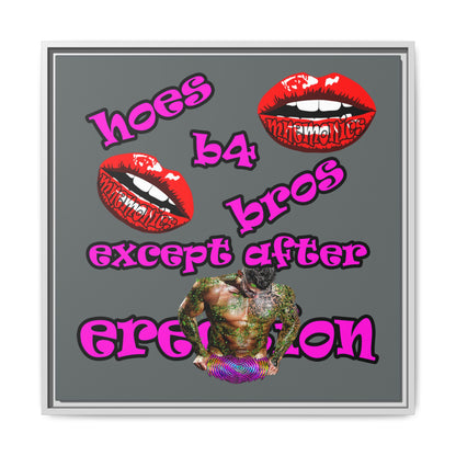 hoes b4 bros - framed canvas art (dark grey)
