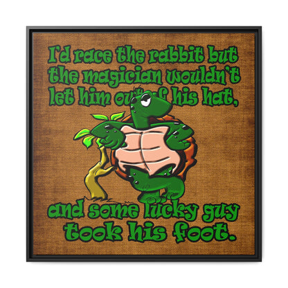 turtle race - framed canvas art (brown papyrus)