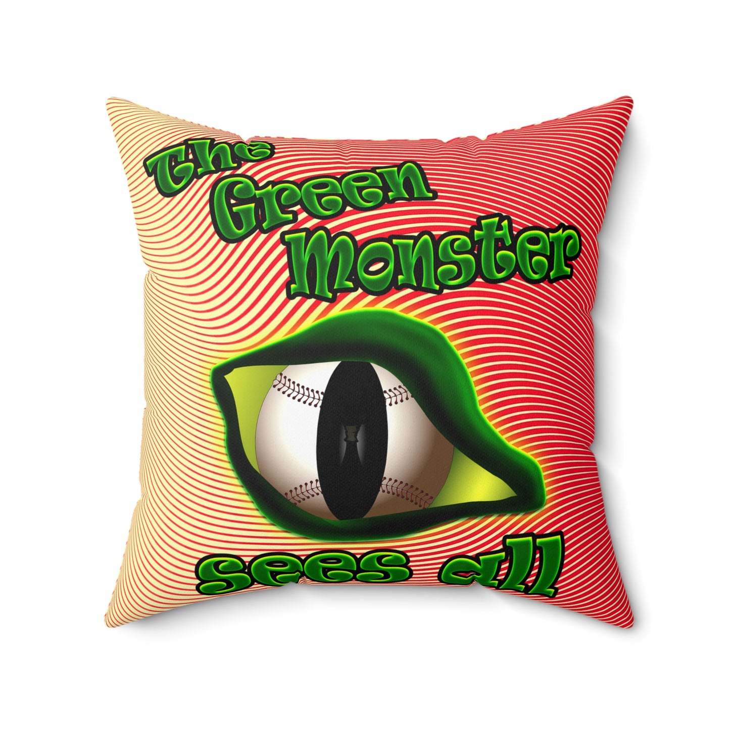 green monster - Spun Polyester Square Pillow - (yellow-orange wave)