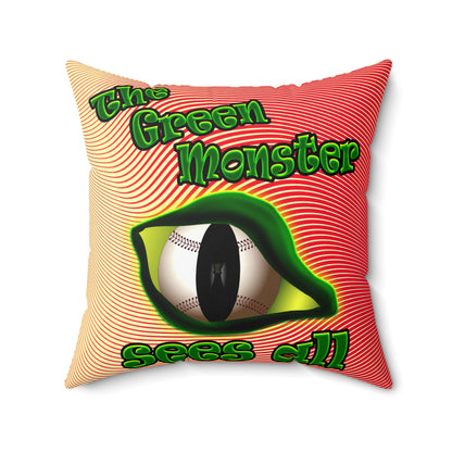 green monster - Spun Polyester Square Pillow - (yellow-orange wave)