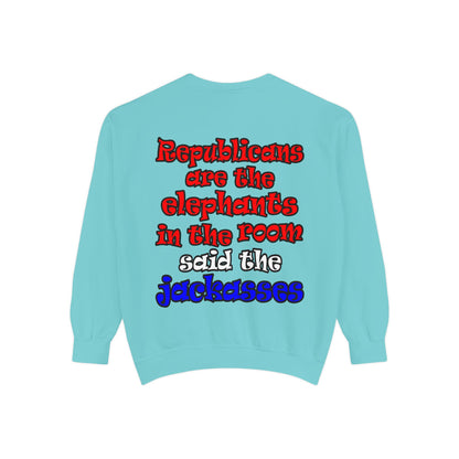 donkeys and elephants - Unisex Garment-Dyed Sweatshirt