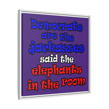 donkeys and elephants - framed canvas art (purple)