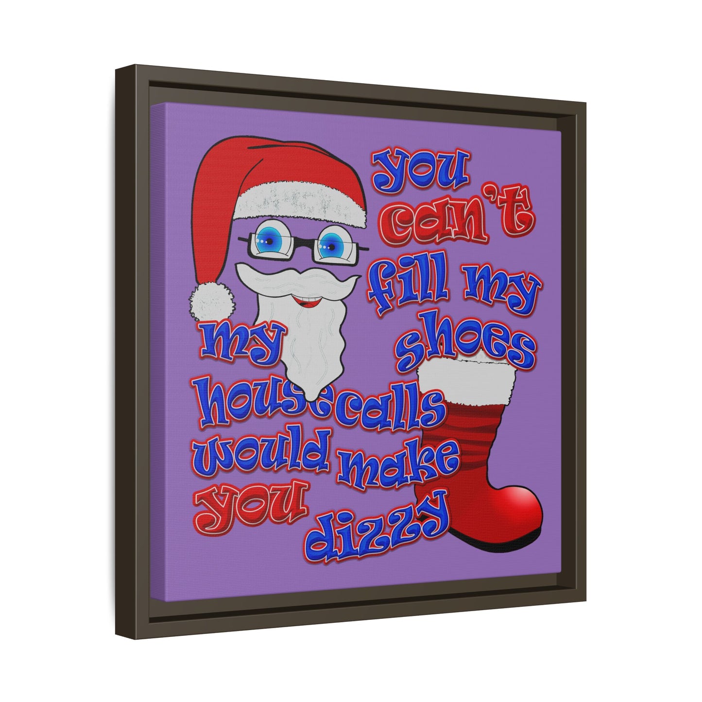 santa's shoes - framed canvas art (light purple)