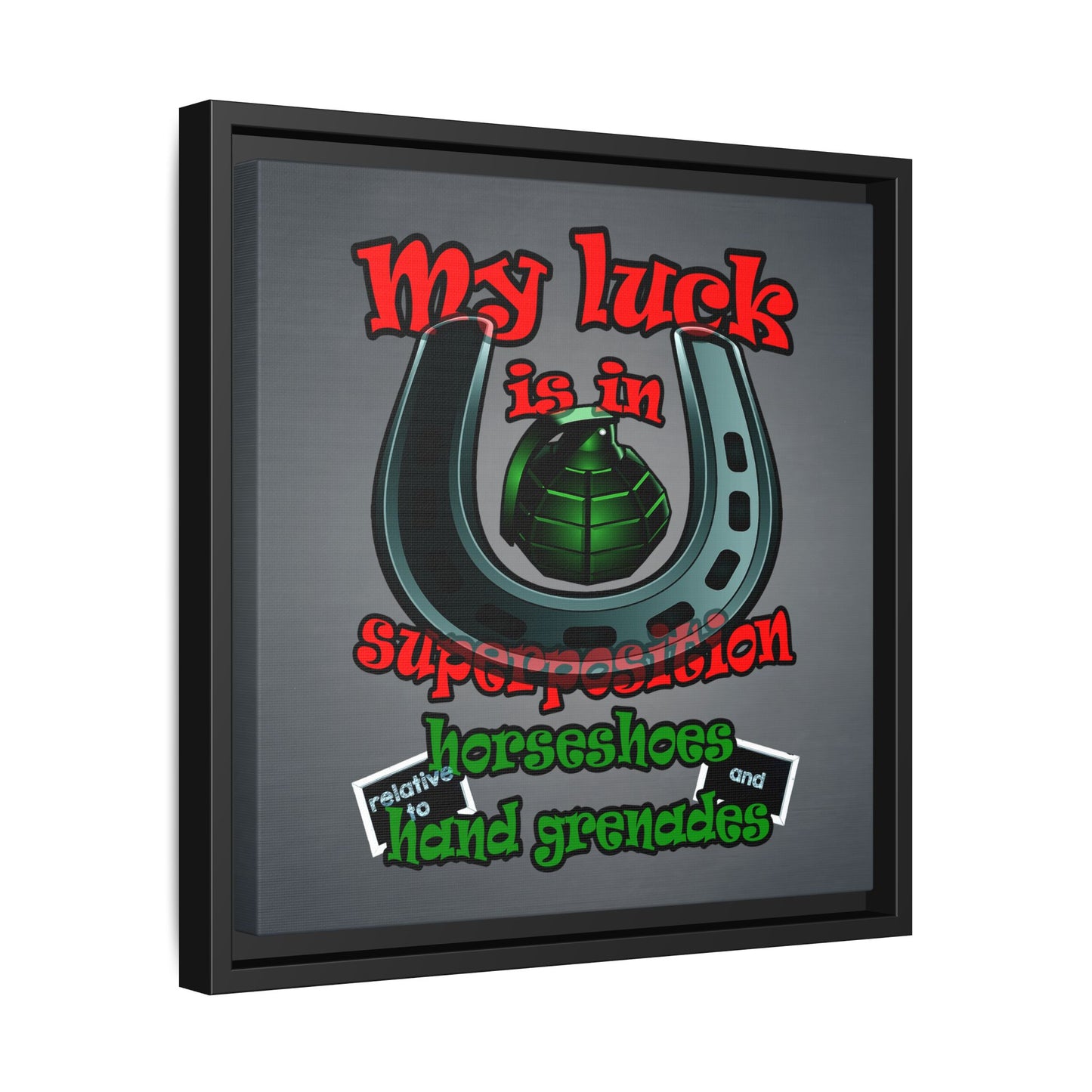my luck - framed canvas art (grey-light grey)