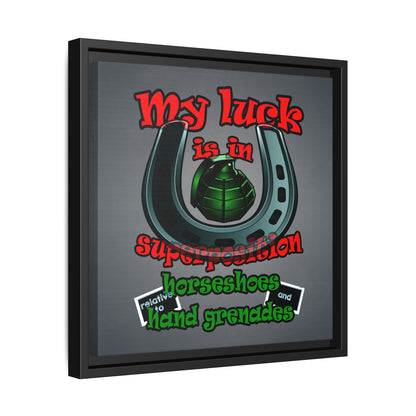 my luck - framed canvas art (grey-light grey)