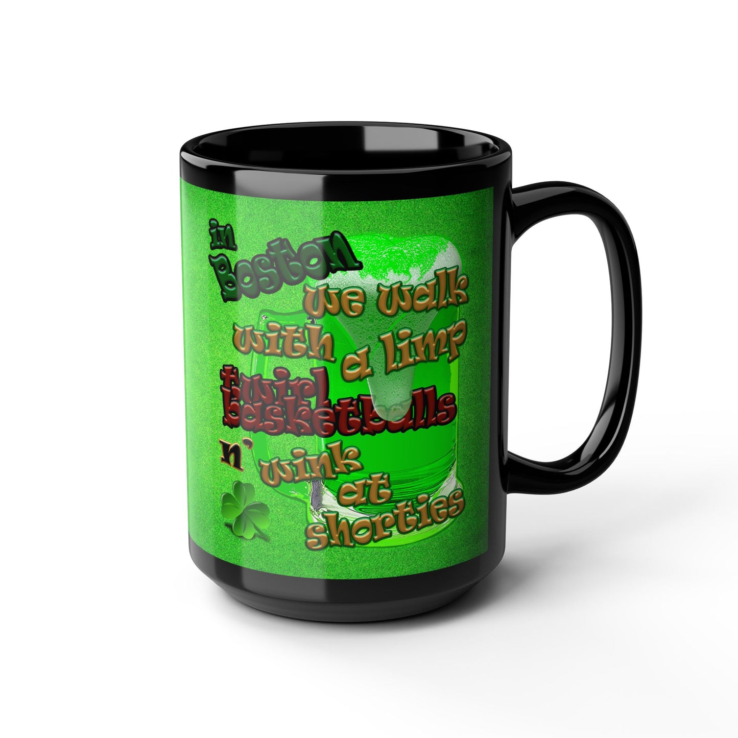 celtics logo - Black Mug (green turf)