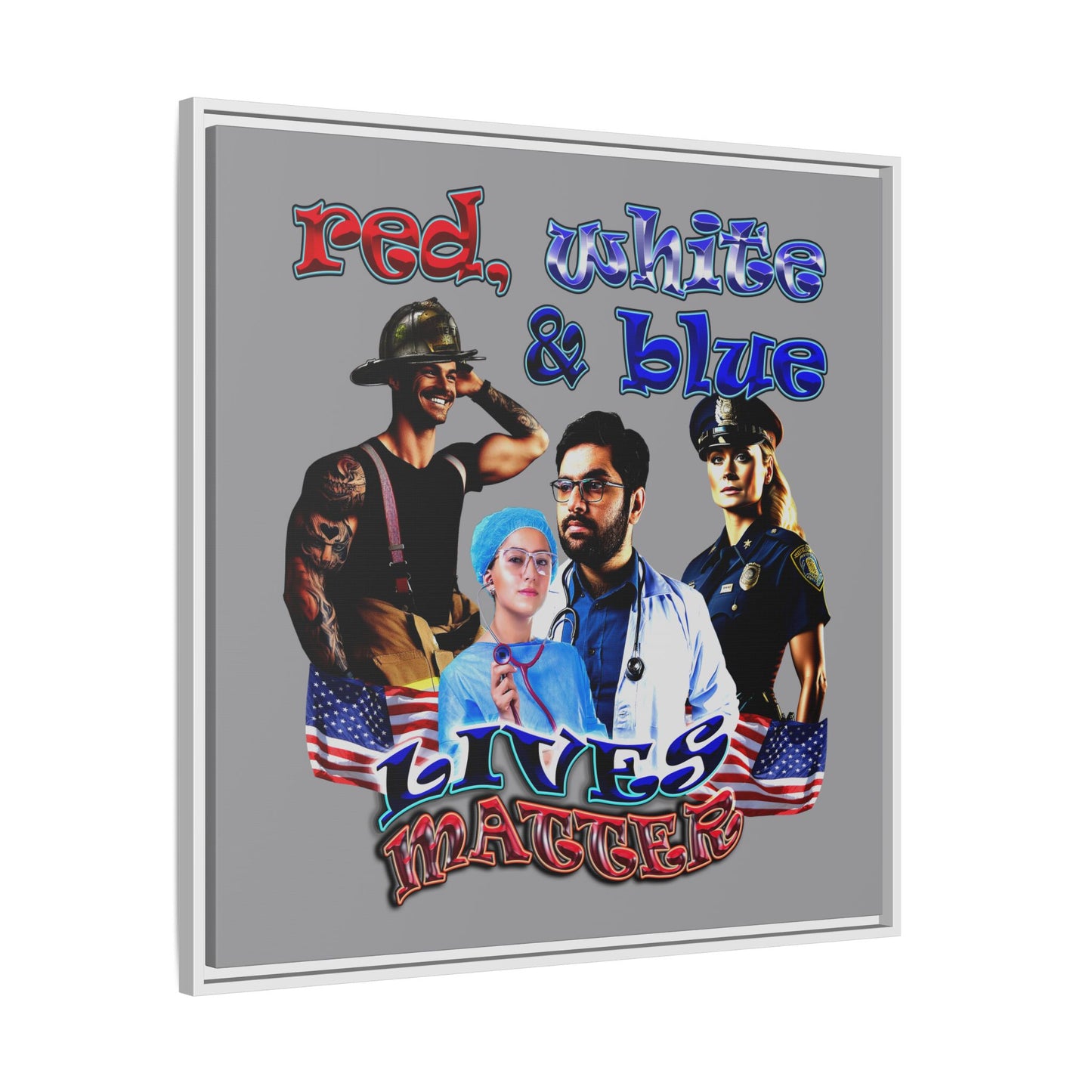 rw&b lives matter - framed canvas art (grey)