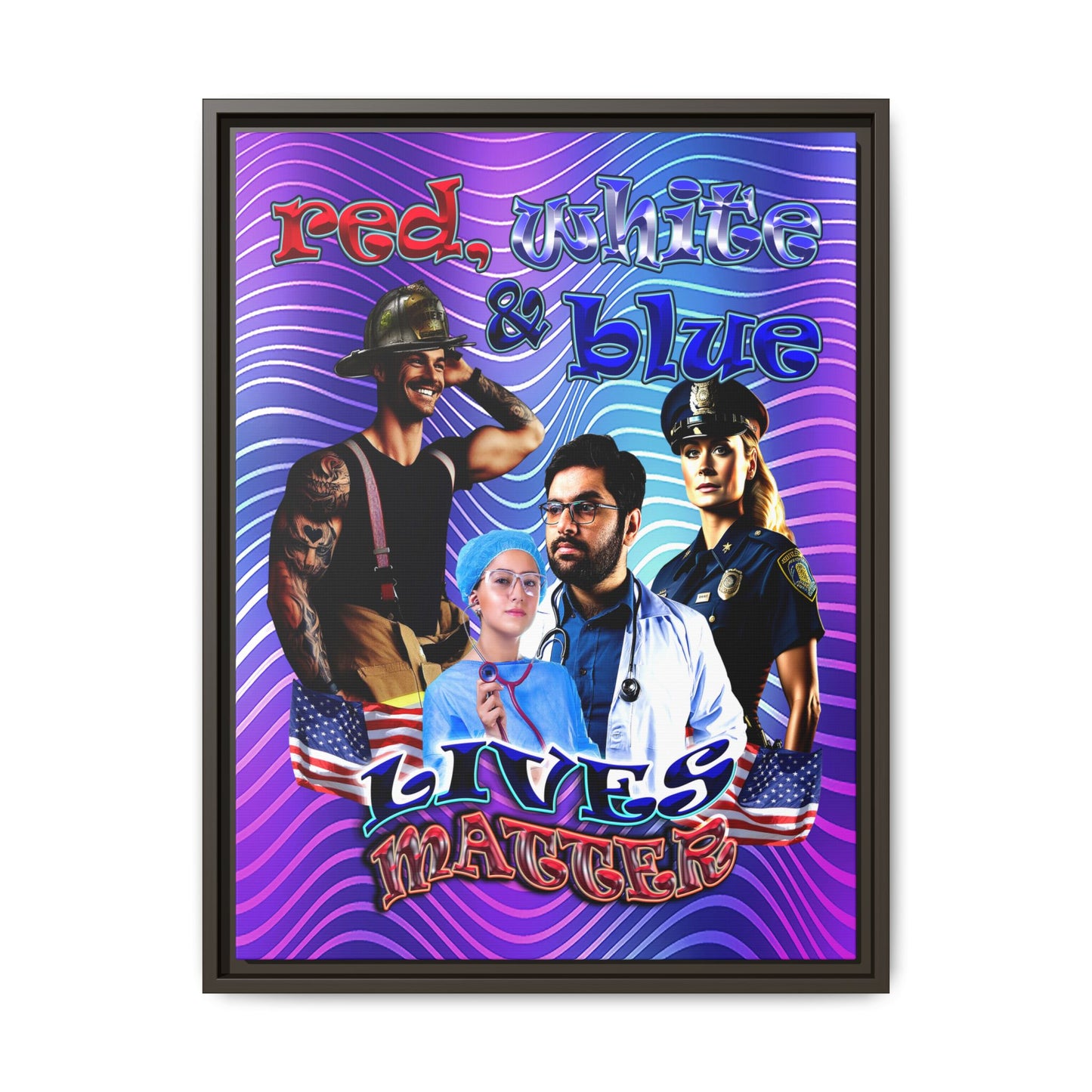 rw&b lives matter - framed canvas art (purple wave)