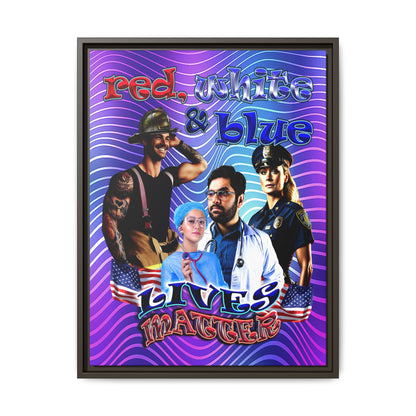 rw&b lives matter - framed canvas art (purple wave)