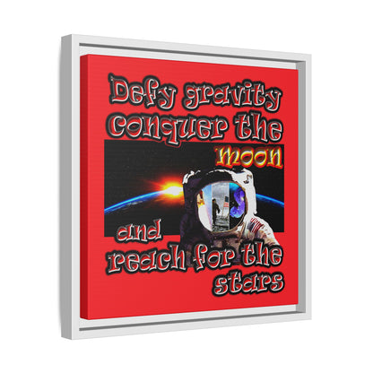 defy conquer reach - framed canvas art (red)