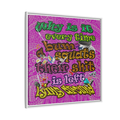 the bum's shit - framed canvas art (pink swirl)