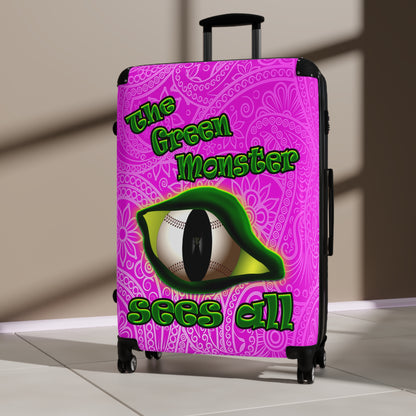 green monster - Suitcase (pink swirl)