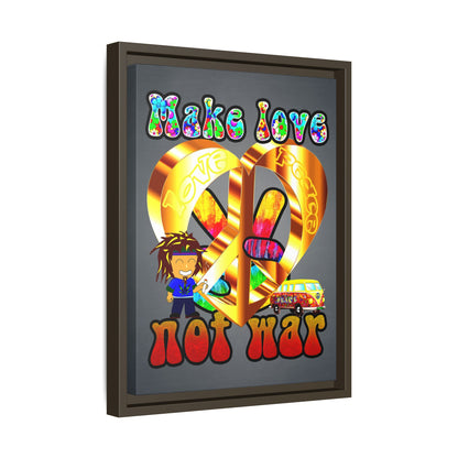 love peace - framed canvas art (grey-light grey)