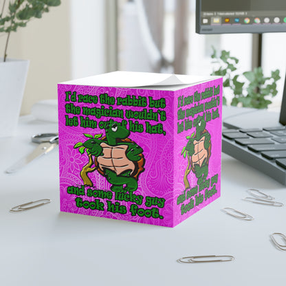 turtle race - note cube (pink swirl)