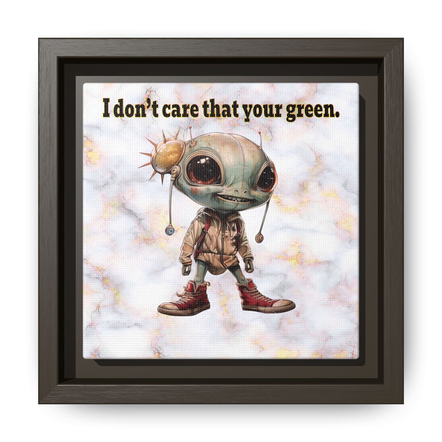 I don't care that your green - framed canvas art (white marble)