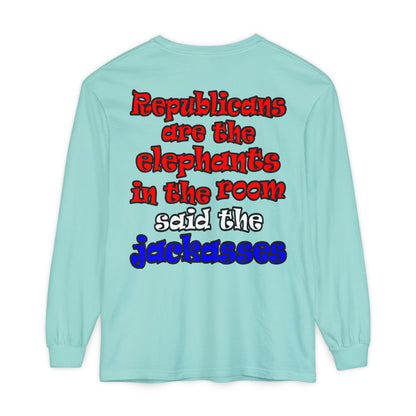 donkeys and elephants - Unisex Garment-dyed Long Sleeve T-Shirt