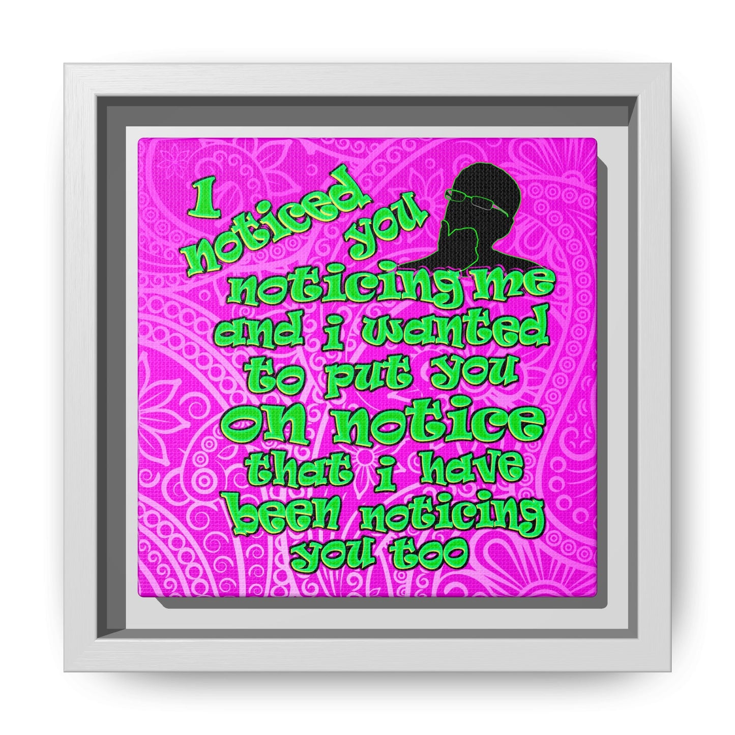 noticed you noticing - framed canvas art (pink swirl)
