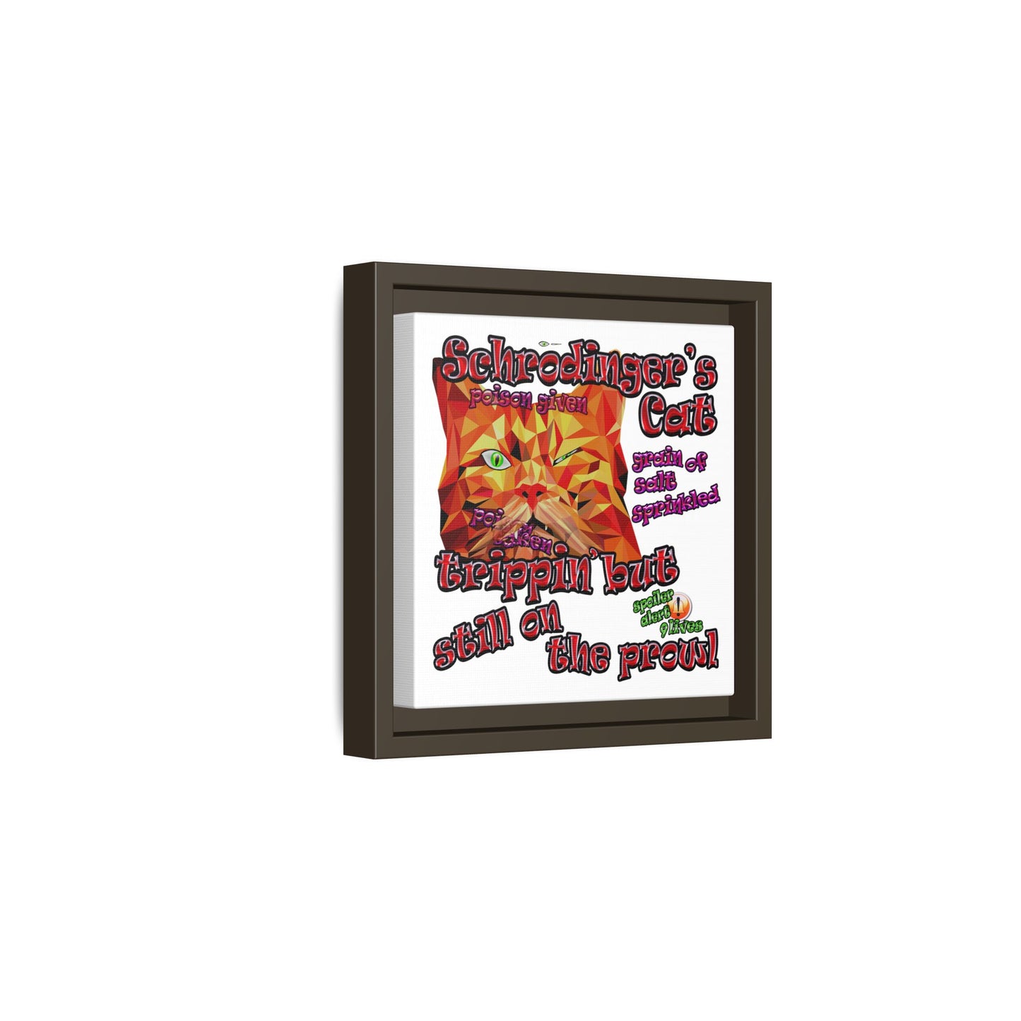 schrodinger's cat - framed canvas art (white)