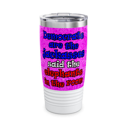 donkeys and elephants - Ringneck Tumbler, 20oz (pink swirl)