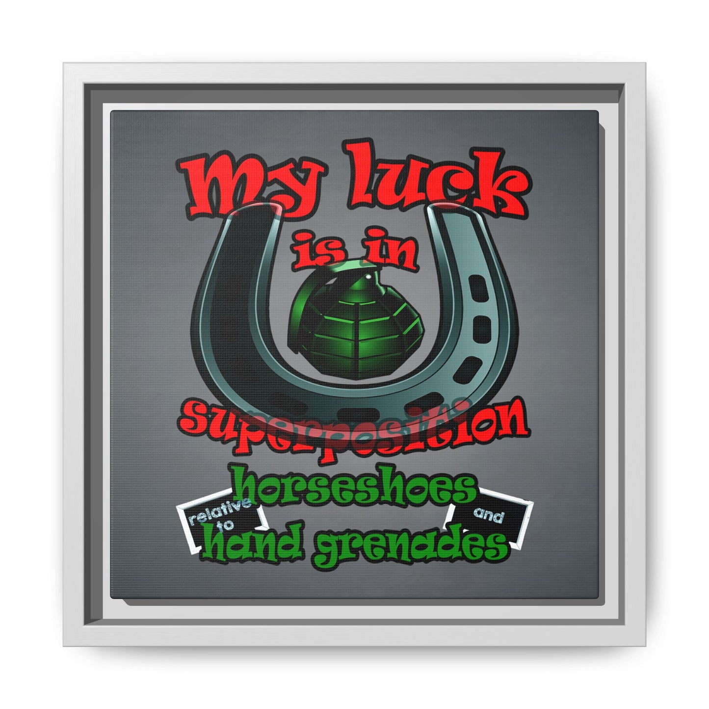 my luck - framed canvas art (grey-light grey)