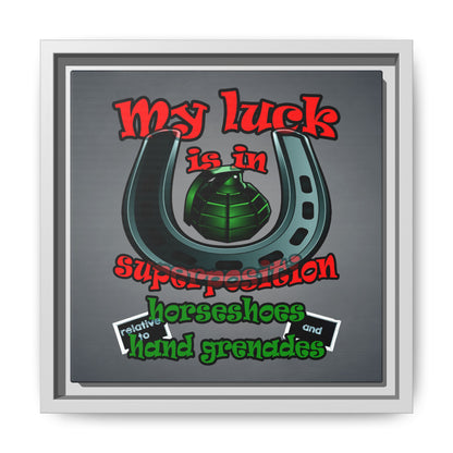 my luck - framed canvas art (grey-light grey)