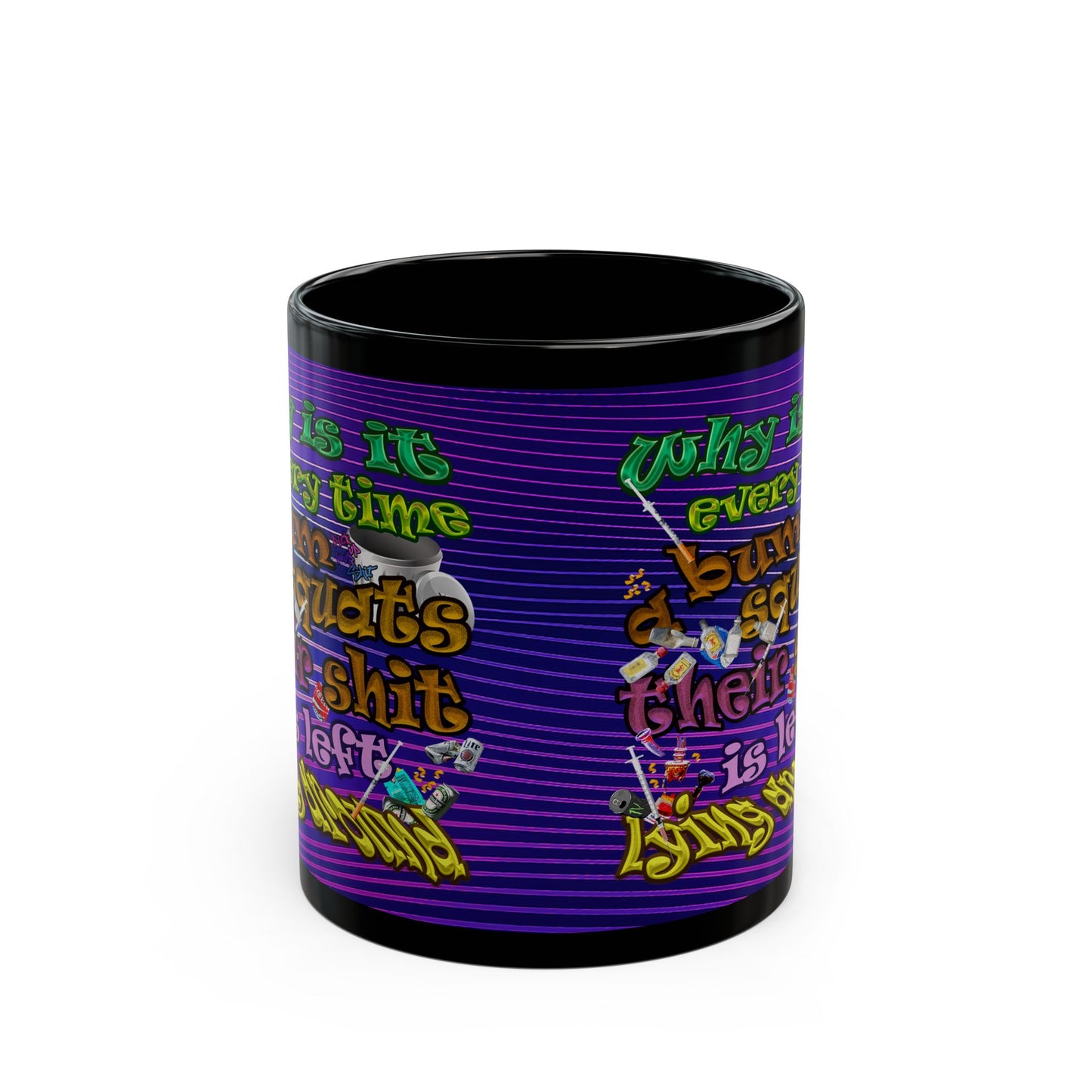 the bum's shit - Black Mug (purple wave)