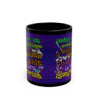 the bum's shit - Black Mug (purple wave)