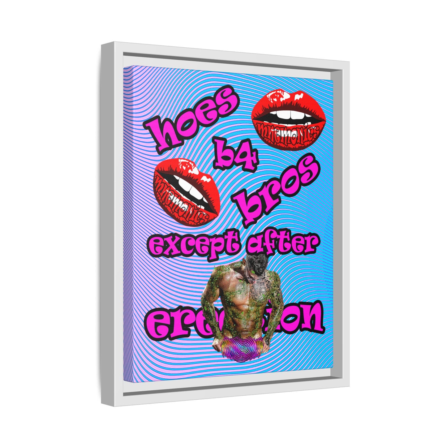 hoes b4 bros - framed canvas art (light blue-purple wave)