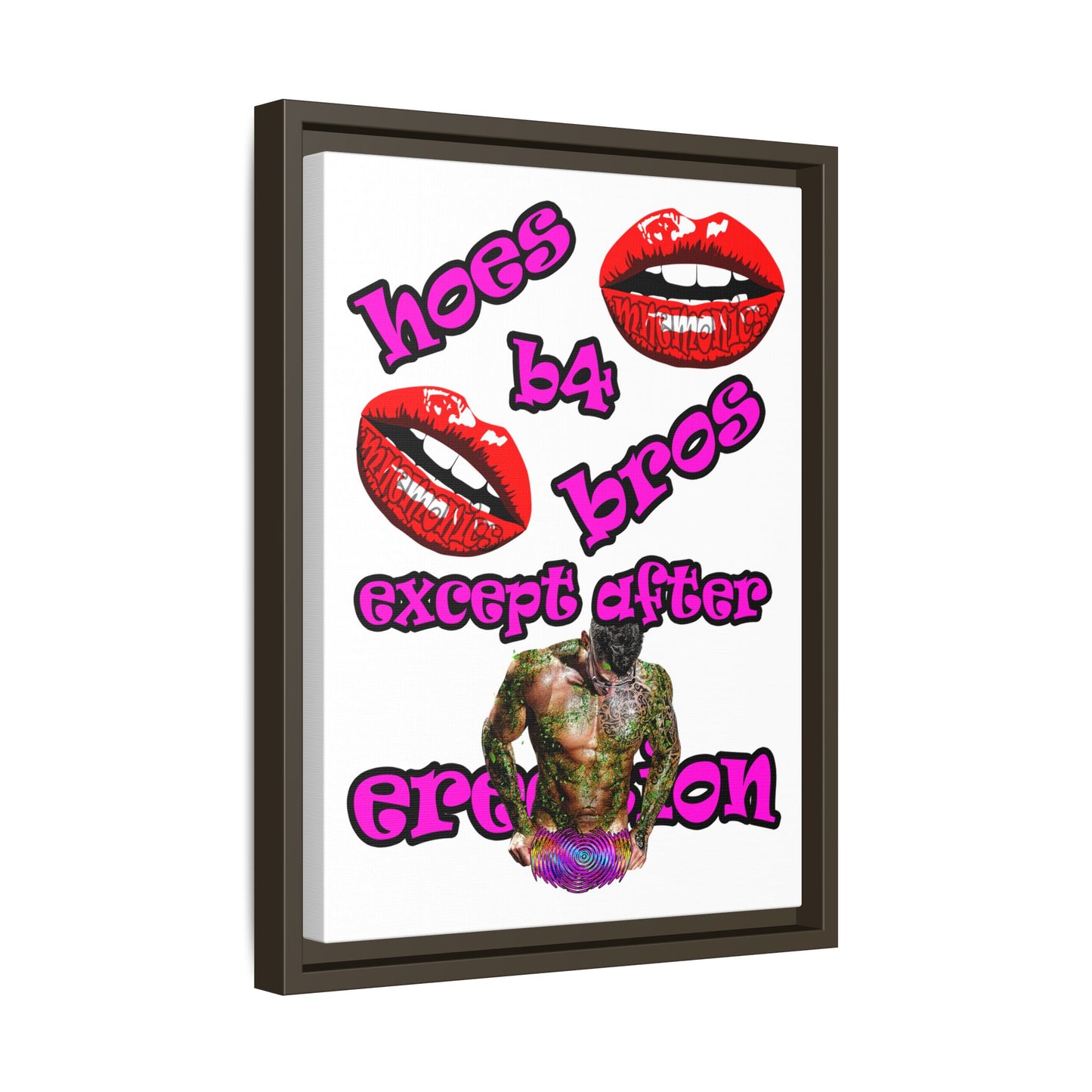 hoes b4 bros - framed canvas art (white)