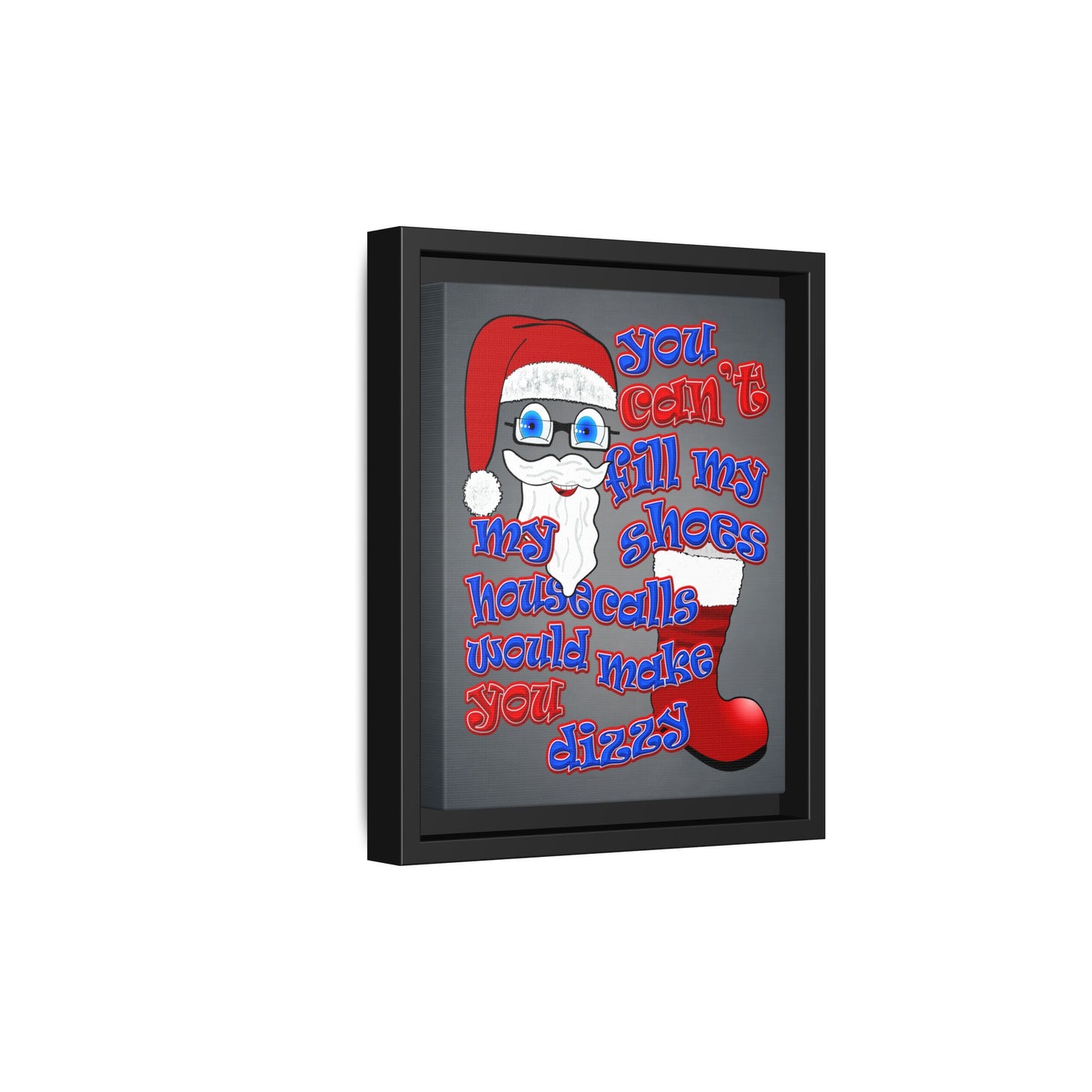 santa's shoes - framed canvas art (grey-light grey)