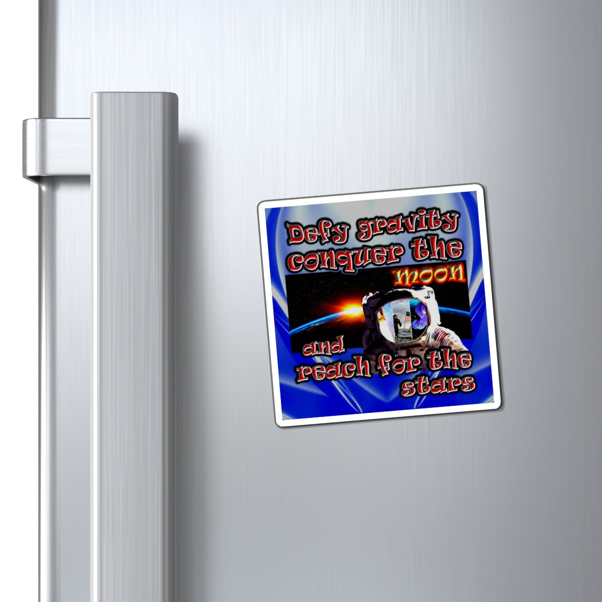 defy conquer reach - Magnets - (blue-white wave)