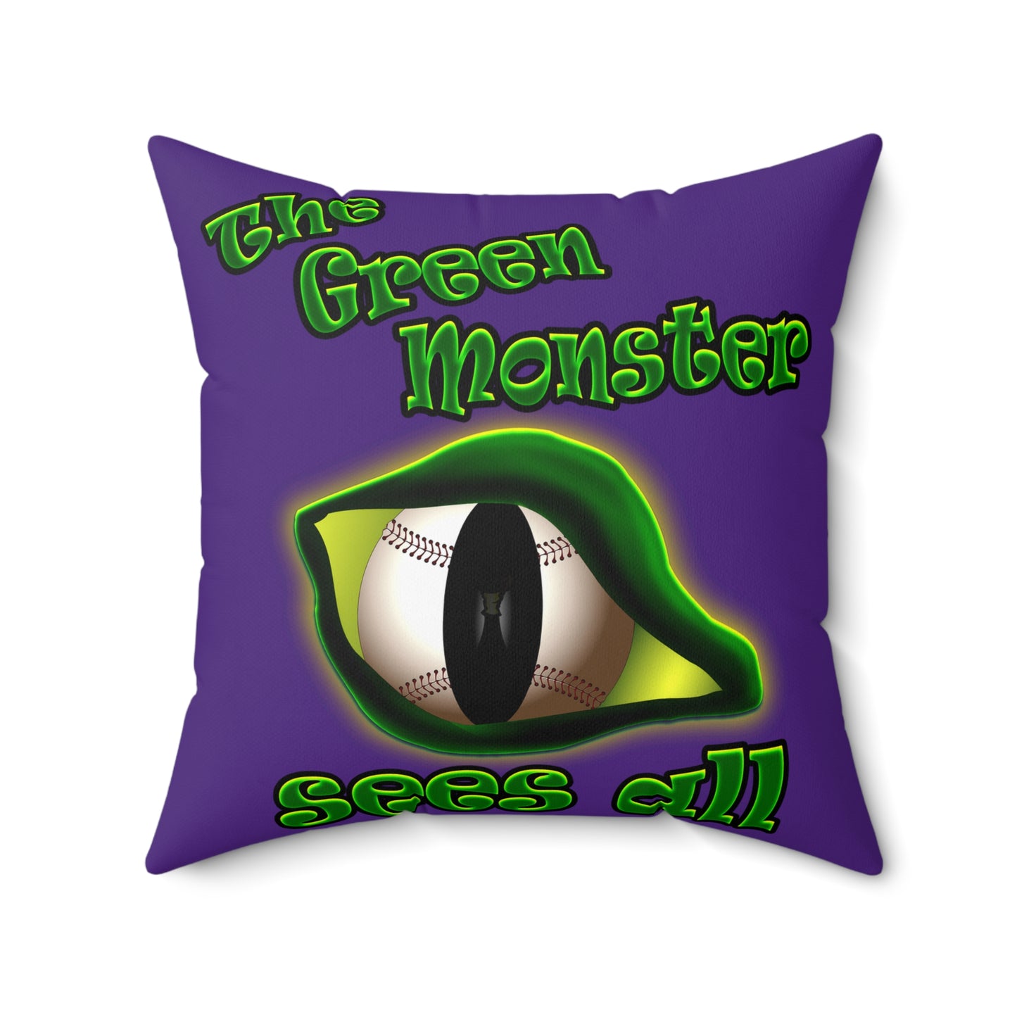 green monster - Spun Polyester Square Pillow - (purple)