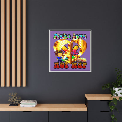 love peace - framed canvas art (light purple)