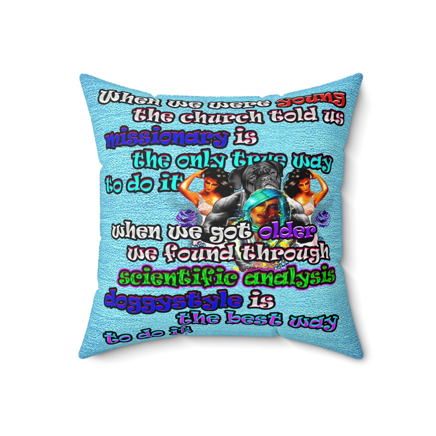 doggystyle - Spun Polyester Square Pillow - (faded blue)