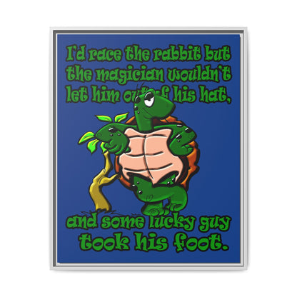turtle race - framed canvas art (dark blue)